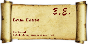 Brum Emese névjegykártya